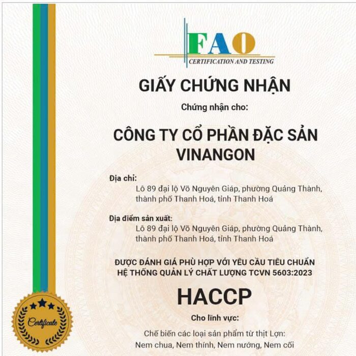 Chứng nhận HACCP