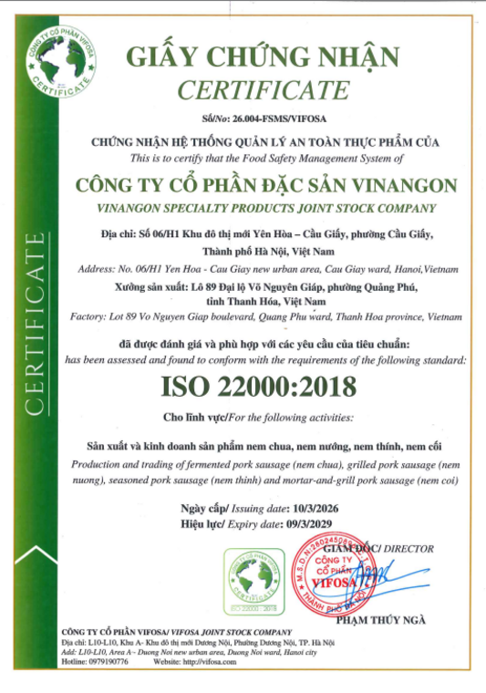 Chứng nhận ISO 22000